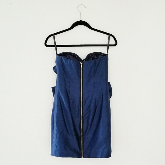 JOVANI navy blue bow strapless short evening dress - Picture 3 of 3